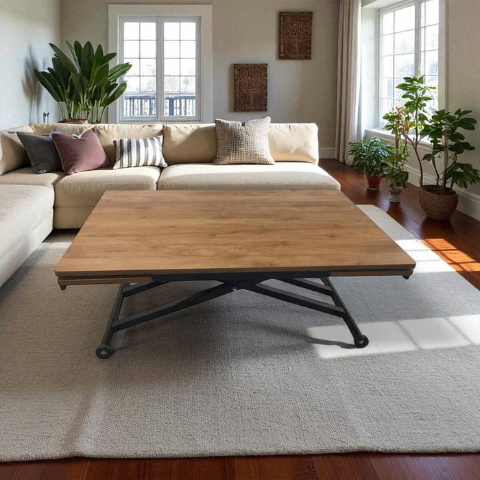 Hanah Home Mesa de Comedor Extensible Nogal y Negro